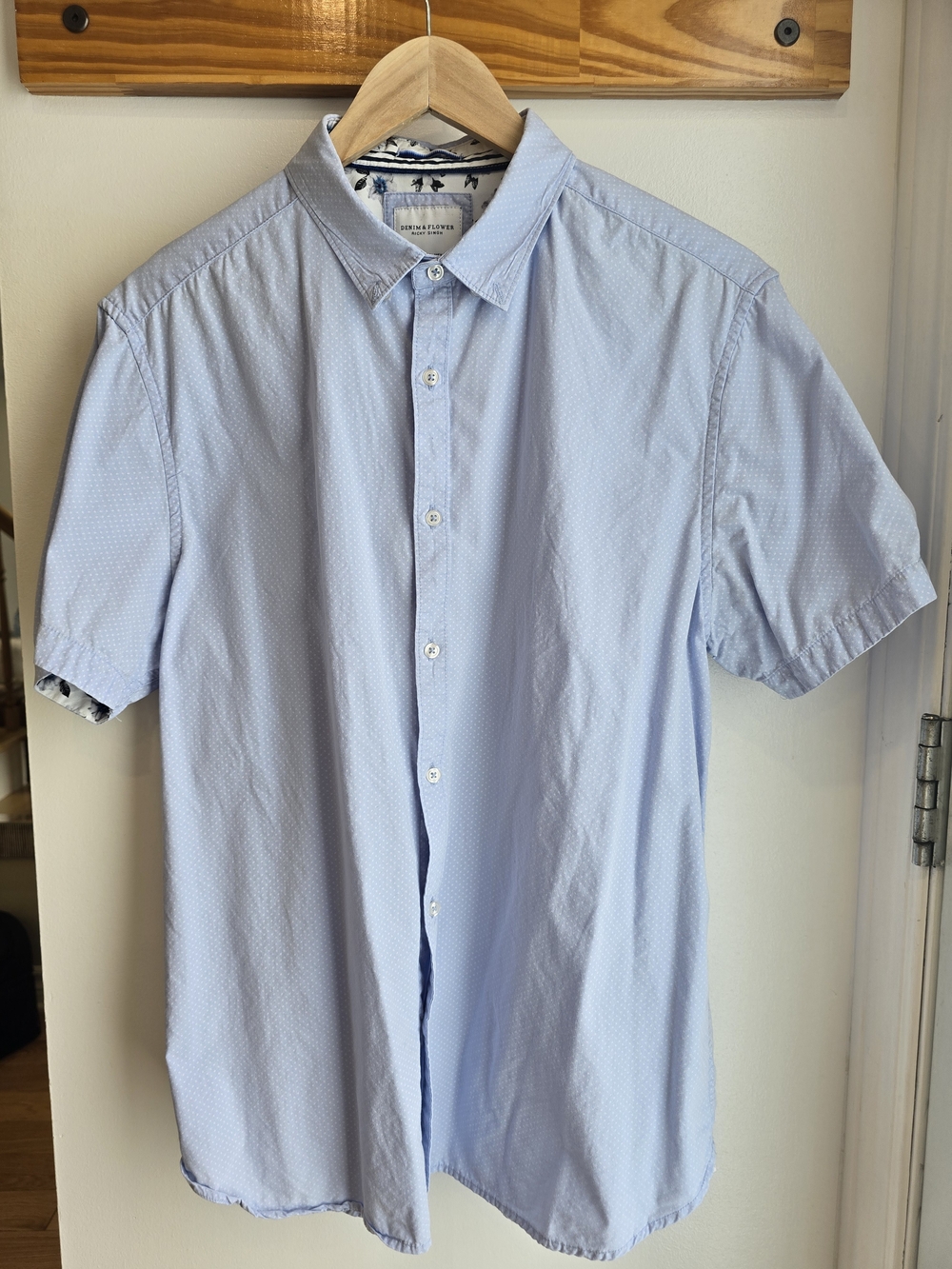 Light Blue Button-Down Shirt - Denim & Flower 🌹